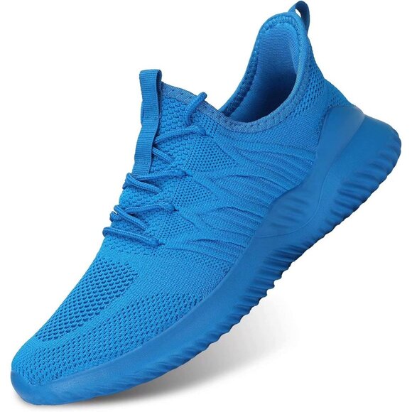 Men's Running Shoes Slip-on Walking Sneaker Lightweight Breathable Trainers Blue - Picture 1 of 7